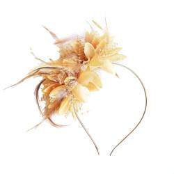 Eleganter Hochzeits-Fascinator mit Federn, Blumen, Kopfschmuck, Hut für Damen, Cocktail-Party, Stirnband, Zubehör von Yeuyyben