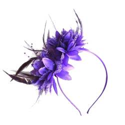 Eleganter Hochzeits-Fascinator mit Federn, Blumen, Kopfschmuck, Hut für Damen, Cocktail-Party, Stirnband, Zubehör von Yeuyyben