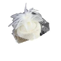 Fascinator-Stirnband für Damen, Teeparty-Hut, Hochzeit, Federn, Blume, Netz-Haarspange, Zubehör, Hut-Dekoration von Yeuyyben