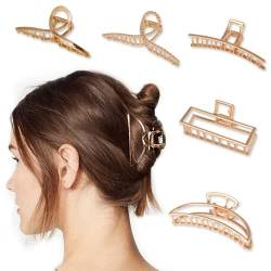 5 Stück Haarklammer Groß, 8cm Gold Haarklammer für Dicke Haare Rutschfestes Hair Clips, Haarstyling-Zubehör für Frauen Mädchen von Yezelend