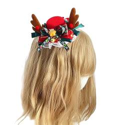 Einzigartige Lolitas-Haarspange mit Weihnachtsmütze/Hirschgeweih, Dekoration, Vintage-Haarspange, Hut, festlicher Charme für Mädchen, Weihnachts-Haarschmuck von Yfenglhiry