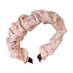 Pinkes Stirnband für Damen, geknotet, gepolstert, Knoten, Stirnband, plissiert, Rosen-Stirnband, breites Stirnband, Knoten-Stirnbänder von Yfenglhiry