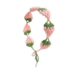 Winddichtes Damen-Erdbeer-Ohrenwärmer, gehäkelt, rechteckig, niedlich, elastisch, für Frühling und Sommer, Haar-Accessoires, Strick-Haarbänder für Damen von Yfenglhiry