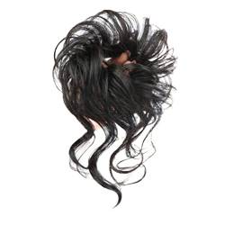 Unordentliche Dutt-Haarteile, lockiges gewelltes Haar, Haargummi für Frauen, unordentliches Dutt-Haarteil, zerzauste Hochsteckfrisur, Haarknoten, Verlängerung, elastisches Haarband, Echthaar-Dutts ( von YhOuuA