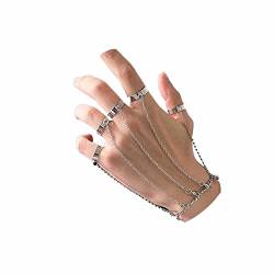 Yheakne Boho Layered Fingerring Armband Silber Slave Armband Vintage Quaste Kettenarmband Punk Ring Armband Gothic Handgeschirr Kettenarmband Schmuck für Frauen und Mädchen Geschenke von Yheakne