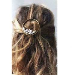 Yheakne Boho Perle Kreis Haarspange Gold Perle Haarspange Haarspangen Vintage Runde Haarspangen Pins Dekorative Bobby Pin Geometrie Haarschmuck für Frauen und Mädchen Geschenke (Gold Perle) von Yheakne