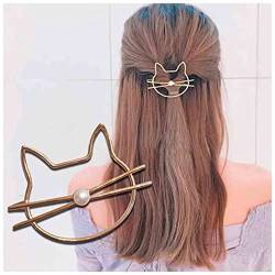 Yheakne Katze Haarspange Haarspange Gold Haar Barrette Pin Tierhaar Haarspange Clips Dekorative Haarschmuck für Frauen und Mädchen Katzenliebhaber Geschenke (Gold) von Yheakne