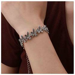 Yheakne Kristall Gänseblümchen Blume Armband Boho Strass Armband Alltag Armband Hochzeit Brautarmband Silber Schillernde Handkette Schmuck Für Frauen Und Mädchen von Yheakne