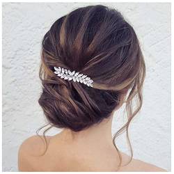 Yheakne Kristall-Haarspange für Hochzeiten, Silber, Strass, Haarspange, glitzernd, Brautkopfschmuck, dekorativer Kopfclip, Kopfbedeckung, Zirkonia, Braut-Haarschmuck für Frauen (Silber) von Yheakne