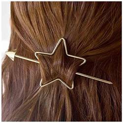 Yheakne Liebe Herz Haarspange Große Herz Haarspange Vintage Haarspange Pin Dutt Halter Gold Bobby Pin Metall Haarschmuck für Frauen und Mädchen (Gold Star) von Yheakne