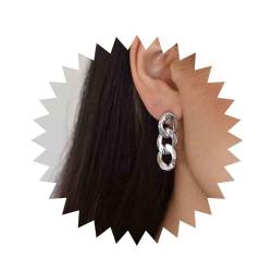 Yheakne Punk Gliederkette Ohrringe Silber Kabel Link Ohrringe Panzerkette Tropfen Ohrringe Minimalistische Statement Ohrringe für Frauen und Mädchen (Silber) von Yheakne