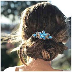 Yheakne Strass Braut Haarspange Haarspange Blau Kristall Hochzeit Kopfschmuck Haarspange Glänzende Kopfbedeckung Kristall Haarspange Braut Haarschmuck für Frauen und Mädchen (Hellblau) von Yheakne