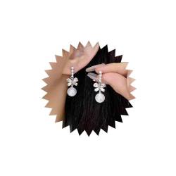 Yheakne Vintage Cz Bow Perlen Ohrringe Silber Kristall Bogen Ohrringe Strass Perlen Ohrringe Bowknot Perlen Ohrringe Schmuck Für Frauen Und Mädchen von Yheakne