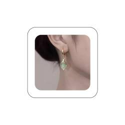 Yheakne Vintage Opal Ohrringe Cz Blatt Tropfen Ohrringe Grün Mondstein Tropfen Ohrringe Gold Cz Opal Huggie Reifen Ohrringe Schmuck Für Frauen Und Mädchen (grün) von Yheakne