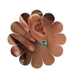 Yheakne Vintage Smaragd Quadratische Ohrringe Grüne Smaragd Ohrstecker Geometrie Ohrringe Luxus Grüne Ohrringe Schmuck Für Frauen Und Mädchen (grün) von Yheakne