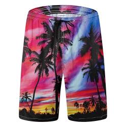 Herren-Badehose, schnell trocknend, Boardshorts mit Netzfutter, atmungsaktive Passform, Strand-Shorts, Badebekleidung, Palm Tree-16, XL von Yhjoxlp