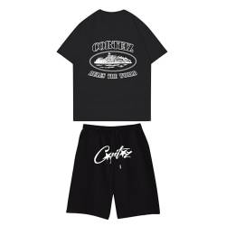 YiJee Corteiz T-Shirt Tracksuit für Herren - Y2K 2-teiliges Set mit T Shirt und Kurze Hose - Sommer Trainingsanzug für Männer und Frauen - Sweatshirt-Anzug Short NOFS Fashion Jogginganzug von YiJee