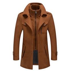 YiJee Herren Wintermantel, Slim Fit Zweiteiliger Mantel für Business und Freizeit, Wollmantel mit Stehkragen Peacoat und Warmer Integrierter Innenjacke von YiJee