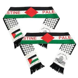 YiJee Palästina Flagge Schal, Palestine Doppelte Seite Schal im 2er Set, Palästina Jerusalem Araber Satinschalschal Für Männer und Frauen Islamisches Ramadan Geschenk, 14 x 135 cm von YiJee