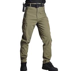 YiLianDa Herren Damen Taktische Softshellhose Fleece Gefütterte Militär Army Outdoor Wanderhose Trekking Hose Wasserdicht Warm Camping Jagd Ski Camo Hosen Grün XL von YiLianDa