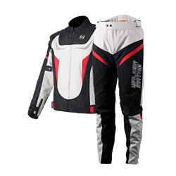 YiLianDa Motorradkombi 2-teiliges Set Mit Protektoren Herren Motorradhose & Motorradjake Wasserdicht Reflektierend Wärme Textil Motorradbekleidung Cross Moto Schutz Jacke und Hose (Rot, S) von YiLianDa