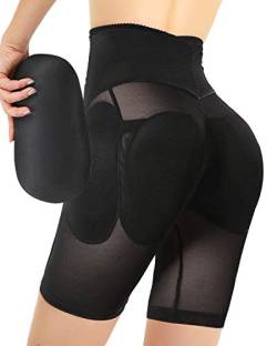 YiNuow Damen Push Up Unterhose - Frauen Enhancers Fake Ass Hüfte Butt Lifter Shapers Control Höschen Gepolsterte Abnehmen Unterwäsche Enhancer Hüftpolster Hose Gesäß anheben nahtlos (Black, S) von YiNuow