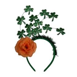 Haarreif für Erwachsene, irischer Nationalfeiertag, mit Pailletten, Kleeblatt und Blume, Glitzer, Patrick's Day, Stirnband, Karneval, Haarreifen, Pailletten, Stirnbänder für Mädchen, grüne Pailletten, von YiQinzcxg