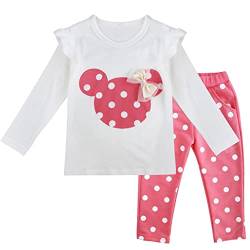 YiZYiF Baby Set-Kleinkind Kinder Mädchen Bekleidungsset Langarm Shirt Pullover + Pants Leggings Outfits Kleider (98, Rosa) von YiZYiF