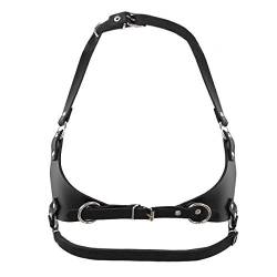 YiZYiF Damen Brust Harness Metall Kette Körper Geschirr Leder Brustgürtel Strapsgürtel Harness Punk Gothic Accessoires Clubwear Schwarz_B One Size von YiZYiF