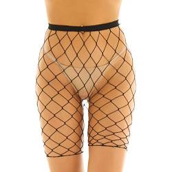 YiZYiF Damen Fischernetz Leggings Knielang Pantyhose Transparent Strumpfhosen Frauen sexy Netzstrumpfhose Hotpants Kurz Hose Shorts Unterwäsche Schwarz Einheitsgröße von YiZYiF