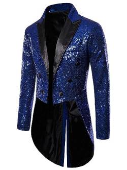 YiZYiF Damen Herren Vintage Frack Steampunk Gothic Mantel Zirkus Ringmaster Kostüm Blazer Samt Jacke Garde Cosplay Uniform Blau_J L von YiZYiF
