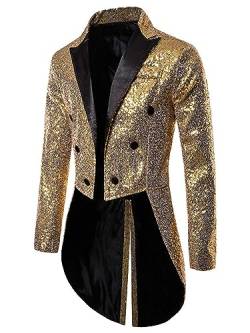 YiZYiF Damen Herren Vintage Frack Steampunk Gothic Mantel Zirkus Ringmaster Kostüm Blazer Samt Jacke Garde Cosplay Uniform Gold_J L von YiZYiF