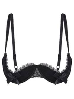 YiZYiF Damen Ouvert Hebe BH Offene Brust BH Bra Push Up mit Bügel Transparent Spitze Erotische Dessous Reizwäsche Top A_Schwarz 3XL von YiZYiF