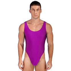 YiZYiF Herren Bodysuit Unterwäsche Einteiler Männer Overall Unterhemd Sport Fitness Bodybuilding Tank Top Violett I L von YiZYiF