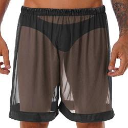 YiZYiF Herren Boxershorts Transparent Effekt Lange Bein Boxer Shorts Unterhose Männer Trunks Unterwäsche M-4XL Schwarz XL von YiZYiF