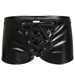 YiZYiF Herren Boxershorts Wetlook Unterwäsche Trunks Glänzend Boxer Briefs reizvolle Männer Badehose Gr. S-XXL (XL, Schwarz) von YiZYiF