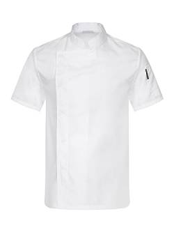 YiZYiF Herren Damen Kochjacke Bäckerjacke mit Druckknopfverschluss Küche Kochuniform Hemd Shirt Chef Uniform Mantel Top C_Weiß L von YiZYiF
