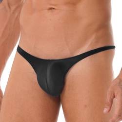 YiZYiF Herren Glänzend Slip Wetlook G-String Tanga T-Back Mini Slip Sexy Öl Panty mit Ausbuchtung Bikini Slips Briefs Erotik Unterwäsche Schwarz L von YiZYiF