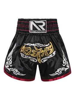 YiZYiF Herren Retro Shorts für Kickboxen Muay Thai K1 oder Jede Art von Kontaktsportarten Schwarz&Rot M von YiZYiF
