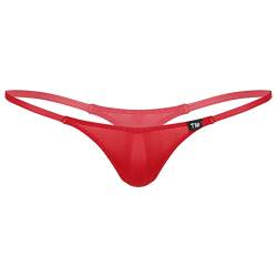 YiZYiF Herren Transparent G-String Tanga Unterwäsche Männer Micro Mini Strings Panties Bikini Slip Dessous Low Rise Rot_C M von YiZYiF