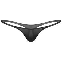 YiZYiF Herren Transparent G-String Tanga Unterwäsche Männer Micro Mini Strings Panties Bikini Slip Dessous Low Rise Schwarz_C M von YiZYiF