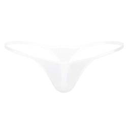 YiZYiF Herren Transparent G-String Tanga Unterwäsche Männer Micro Mini Strings Panties Bikini Slip Dessous Low Rise Weiß L von YiZYiF