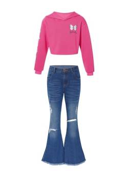 YiZYiF Kinder Mädchen Trainingsanzug Jogginganzug Sport Kleidung Set Hoodie und Tights Cargo Hosen Hip hop Jazz Streetdance Outfit Tanzanzug D_Rose 134-140 von YiZYiF