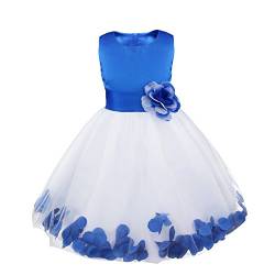 YiZYiF Mädchen Kleid Prinzessin Kleid Blumenmädchen Hochzeit Festzug Gebunden Taille 92-164 (104 (Herstellergröße: 4), Dunkel Blau) von YiZYiF