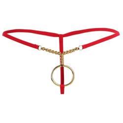 YiZYiF Männer Tanga G String mit Metallic Ring Stretch-Unterwäsche Bikini Slips Shorts T-Back Shorts Rot One Size von YiZYiF