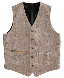 Yiaisafa Business Herren Tweed Anzug Weste Herringbone Jaged Weste Vintage Retro Wollen Hochzeit Bräutigam Gilet S-3XL(Champagner,XXL) von Yiaisafa