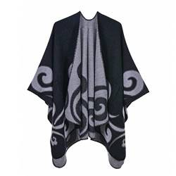 YianBestja Damen Herbst/Winter Poncho, 130 * 150CM Poncho-Schal Überwurf Cape Umhang Wendeponcho für Frau (09-2) von YianBestja