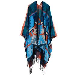 YianBestja Damen Herbst/Winter Poncho mit Quaste, 130 * 150CM Poncho-Schal Überwurf Cape Umhang Wendeponcho für Frau (52-5) von YianBestja