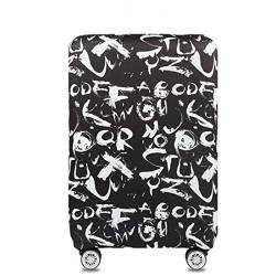 YianBestja Elastisch Kofferhülle Kofferschutzhülle Gepäck Cover Reisekoffer Hülle Koffer Schutzhülle Luggage Cover mit Reißverschluss (Alphabet Gekritzel, S (18-21 Zoll)) von YianBestja