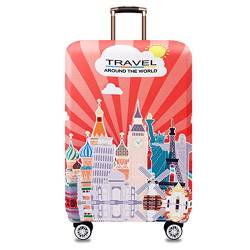 YianBestja Elastisch Kofferhülle Kofferschutzhülle Gepäck Cover Reisekoffer Hülle Koffer Schutzhülle Luggage Cover mit Reißverschluss (Landmark, S (18-21 Zoll)) von YianBestja